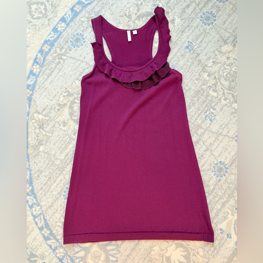 Frenchi Magenta / Mauve Sweater Tank Dress with Ruffles